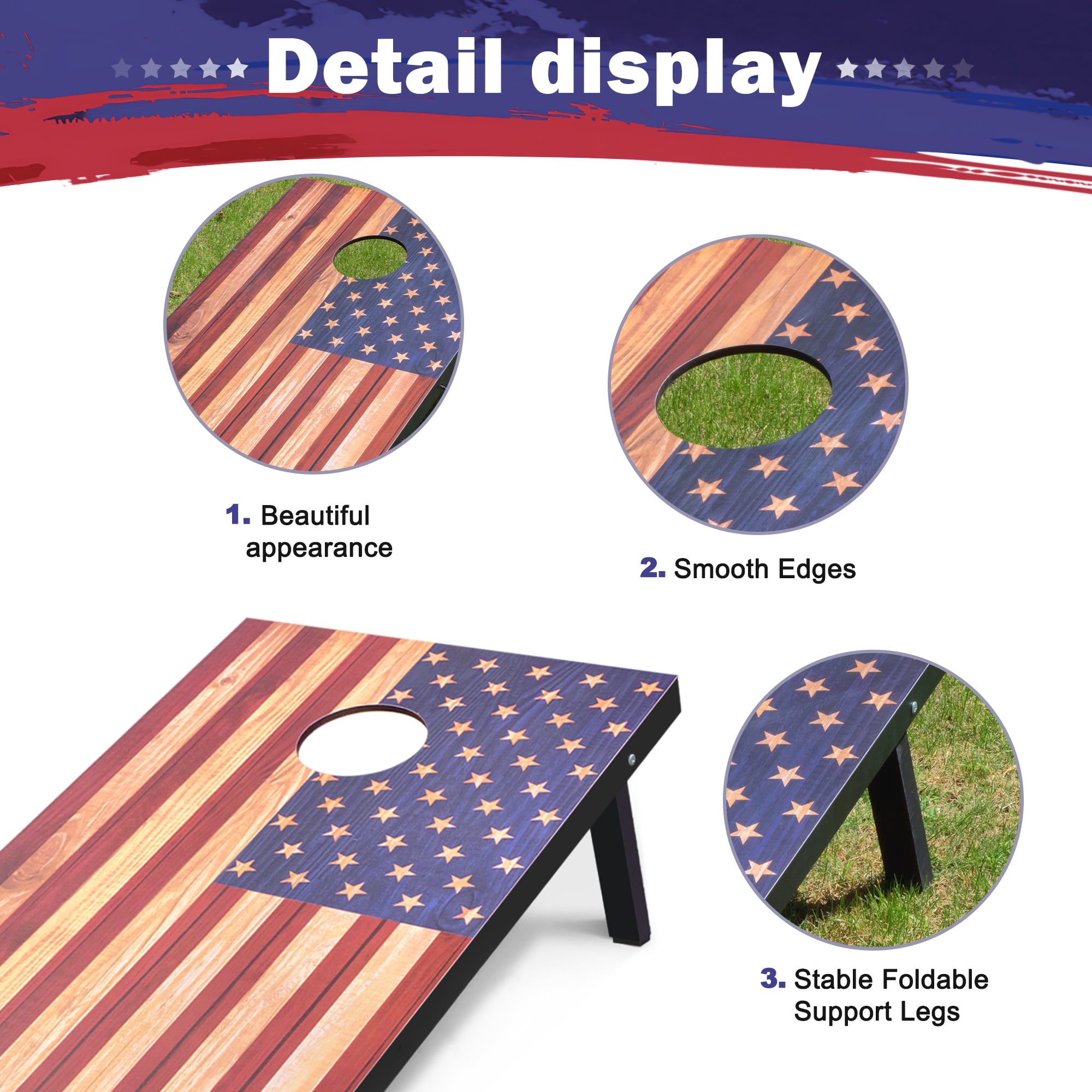 Cornhole  Set, Regulation 4x2 Ft Cornhole Boards with 8 Bean Bags and Carrying Case, Outdoor Toss Game Cornhole Boards Set