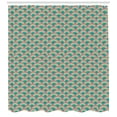 thumbnail image 3 of Fish Scale Shower Curtain, Abstract Mosaic Grid with Geometric Curves Simplistic Asian, Fabric Bathroom Set with Hooks, 69W X 70L Inches, Turquoise Pale Green and Coral, by Ambesonne, 3 of 3