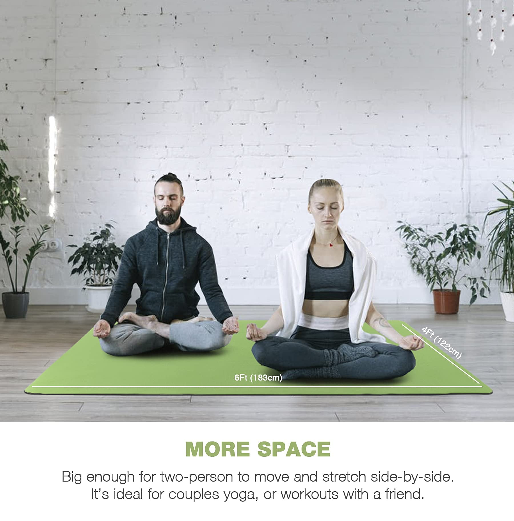 UMINEUX Large Yoga Mat for Men and Women 1/4 Inch Extra Thick TPE Fitness Mat for Home Gym Workout, Non-Slip