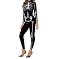 thumbnail image 3 of FASHOFT Adult Skeleton Digital Print Halloween Full Body Jumpsuit Tight Bodysuit Party Stage Performance Cosplay Outfit Fancy Dress Up Halloween L, 3 of 7