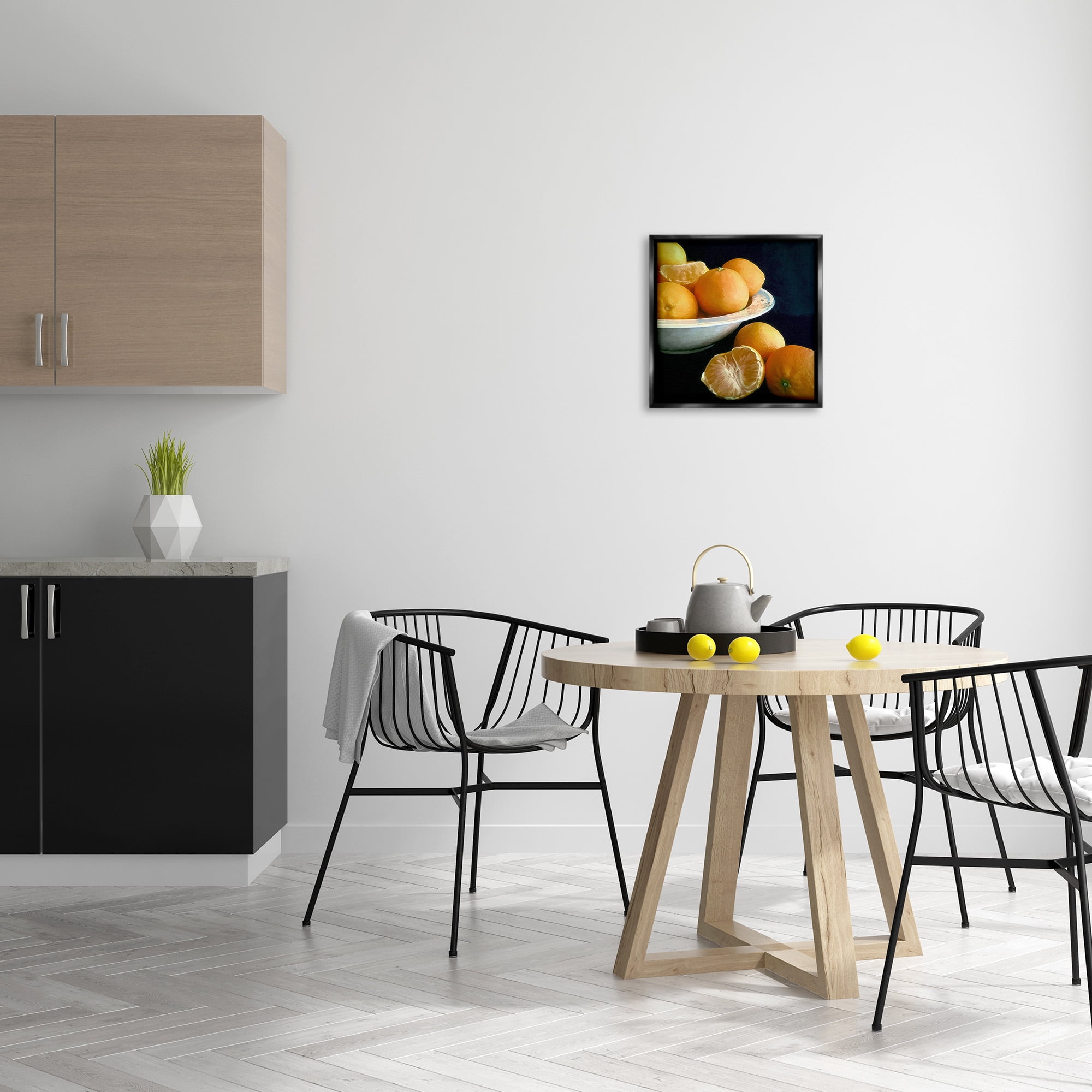 Stupell Industries Peeled Oranges Still Life Food & Beverage Painting Black Floater Framed Canvas Art Print Wall Art, 18 x 18