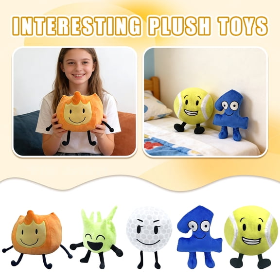 5pc Battle for Dream Island Plush Toys Pillows, BFDI Merch Storytime Buddy, Cute Stuffed Collectible Toys, Soft Plush Pillow Birthday Christmas Gifts for Boys Girls