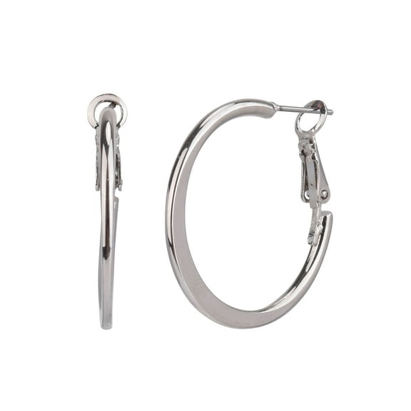Time and Tru Adult Women's Silver Tone Knife Edge Metal Hoop Earring