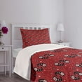 thumbnail image 5 of Ambesonne Abstract Quilted Bedspread Set 2 Pcs, Paisley Flowers Dots Art, Twin Size, White Ruby, 5 of 6