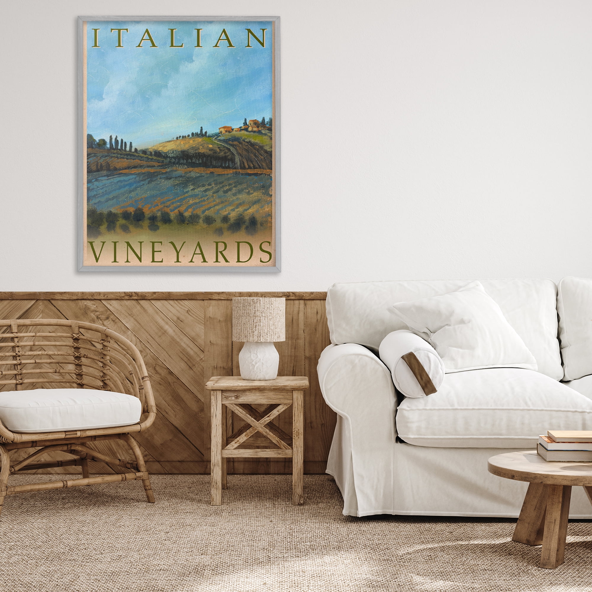 Stupell Industries Italian Vineyards Vintage Poster Gray Framed Giclee Art, design by Kingsley