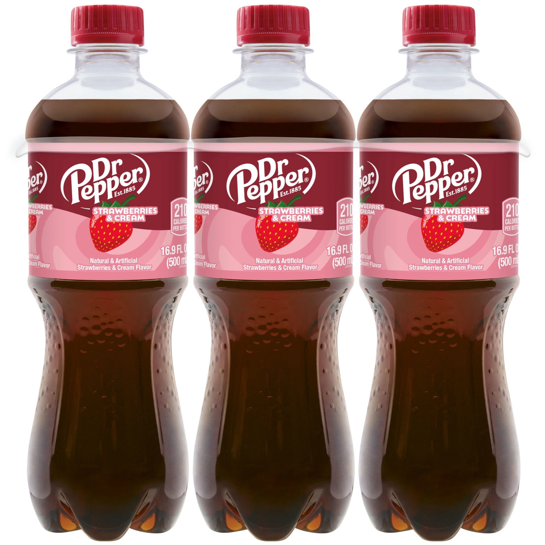 (2 pack) Dr Pepper Strawberries and Cream Soda Pop, 16.9 fl oz, 6 Pack Bottles