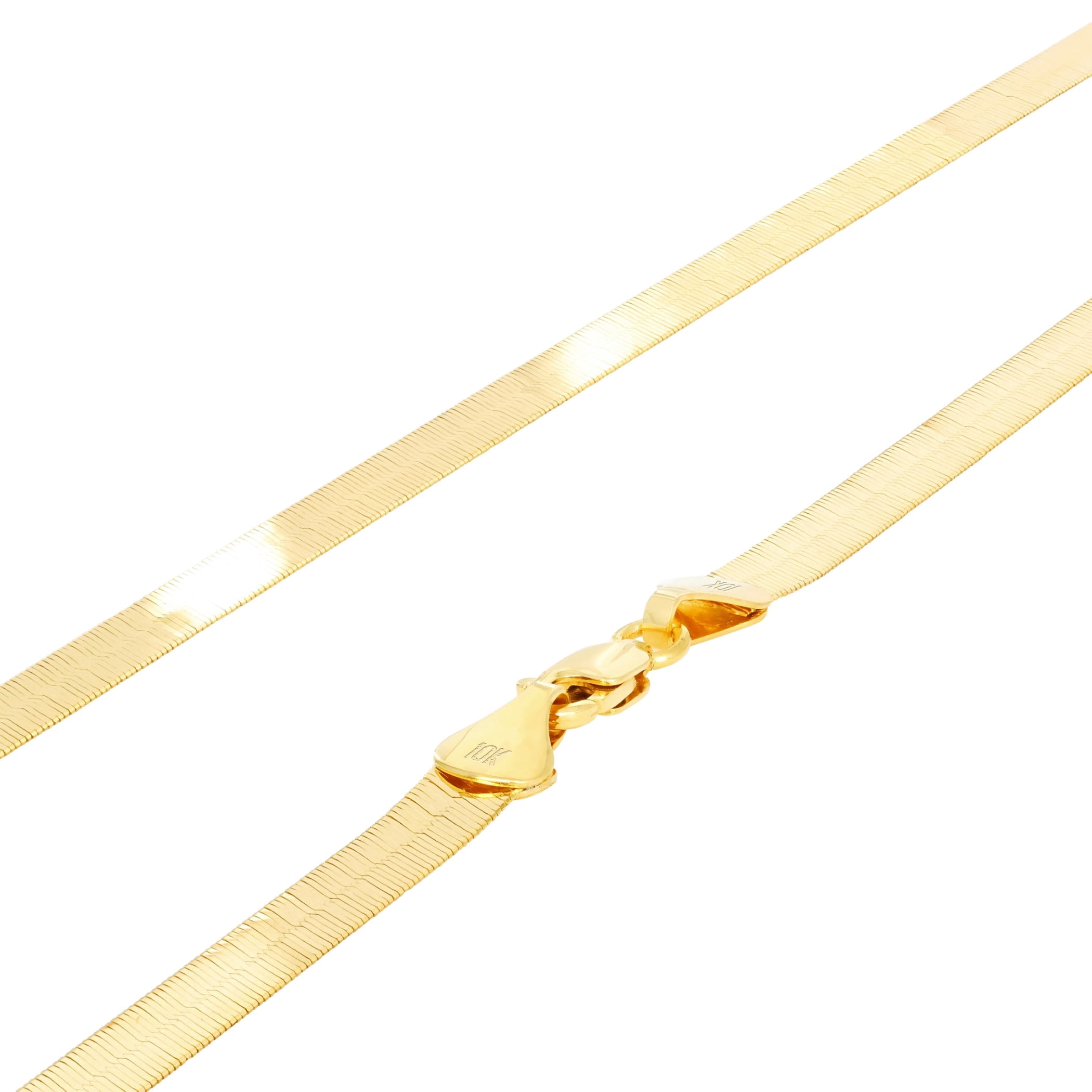 Nuragold 10k Real Yellow Gold Solid Herringbone Flexible 5mm Chain Necklace (16"-24") Italian Jewelry for Men & Women