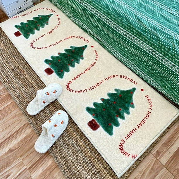 Alfombra Navideña para Dormitorio, Alfombra para Cama, Alfombra para Piso con Forma de Hombre de Jengibre, Alfombra de Felpa para Habitación de Niños, Decoración del Hogar A