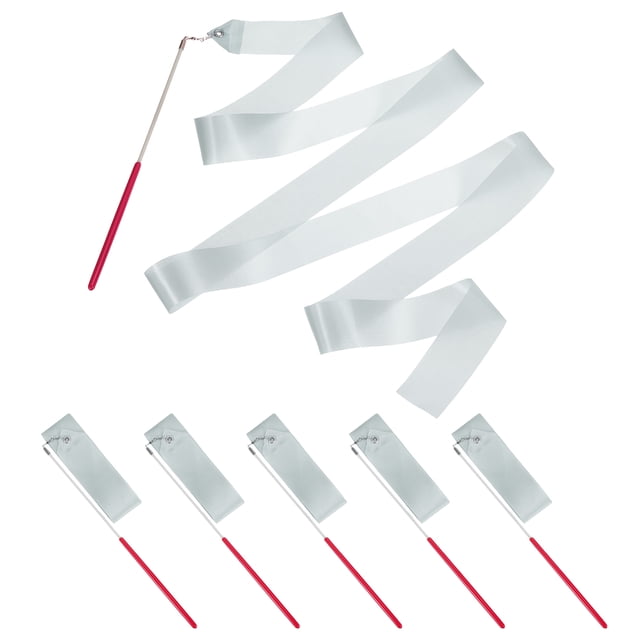 Uxcell Dance Ribbons, Gymnastics Dance Streamers with Non-Slip Wand Dance Flags Silver Tone