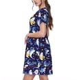 thumbnail image 2 of Easygdp Cute Shark para Vestido Transpirable de Mujer, Vestido Suelto de Manga Corta con Pliegues y Bolsillos para el Verano, 2 of 6