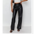 thumbnail image 2 of Solid PU Leather Straight Leg Pants High Elasticity Leggings Pants for Women, 2 of 3