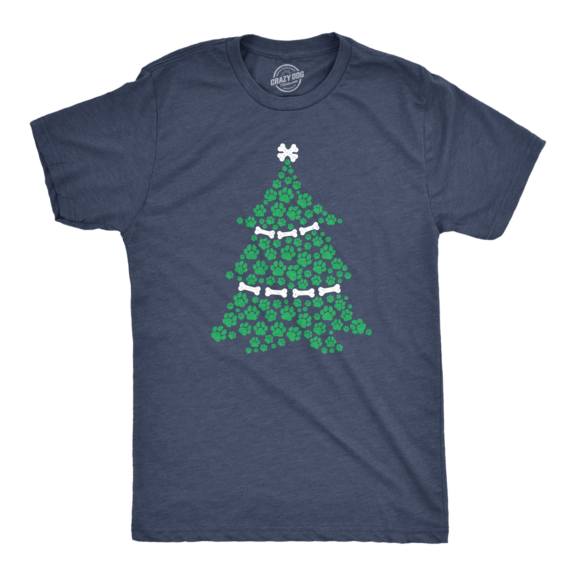 Crazy Dog T-Shirts - Mens Dog Paw Christmas Tree Tshirt Cute Festive ...