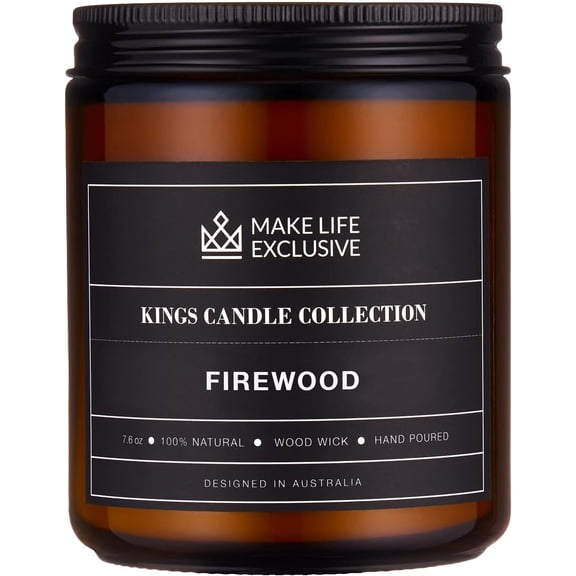 Scented Candles for Men | Firewood & Campfire Scented|Wooden Wick, Long Lasting, Masculine Scents Natural Soy Jar Candle Home, Bachelor Pad Decor The Perfect Mens Gift.