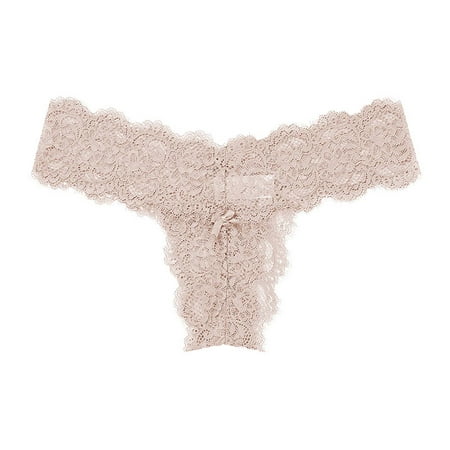 

Idoravan Women s Underwear Clearance Womens Lace See-through Thong Panties Sexy Temptation Thongs