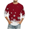 thumbnail image 1 of Camisas de Manga Larga para Hombres Imprimir Casual Cuello Redondo Blusa de Manga Corta, Camisas de Lino para Hombres, 1 of 5
