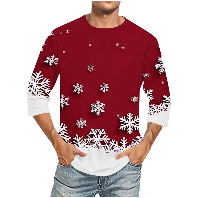 Camisas de Manga Larga para Hombres Imprimir Casual Cuello Redondo Blusa de Manga Corta, Camisas de Lino para Hombres