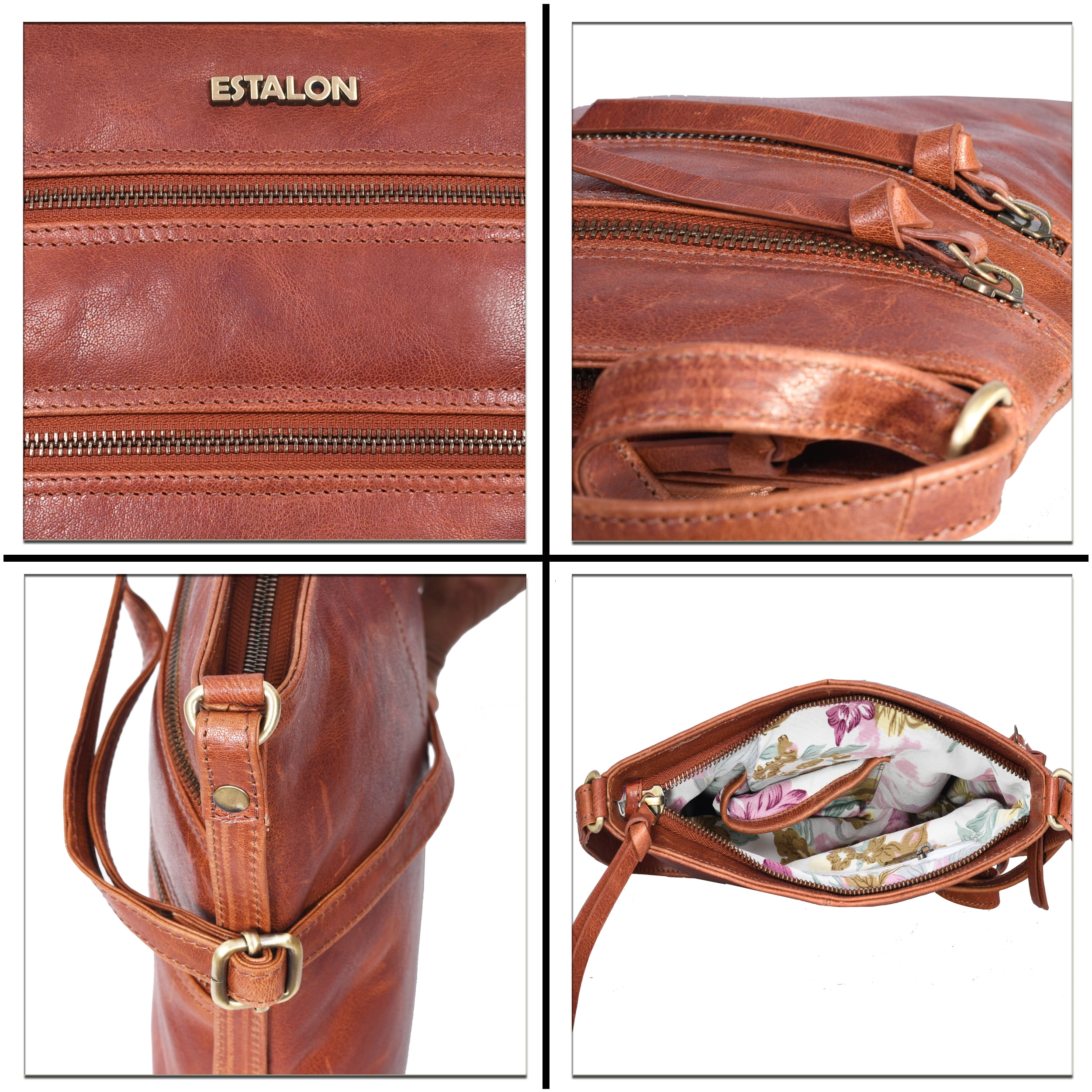Estalon Women's Genuine Leather Crossbody Handbag, Butterrum