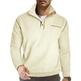 thumbnail image 2 of LpwkSSA Men's Quarter Zip Sweatshirts Fashion Stand Collar Long Sleeve Pullovers Fall Winter Casual Fleece Patchwork Sweatshirts with Front Pocket Beige M, 2 of 6