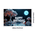 thumbnail image 3 of Modern Stylish Birthday Banner with Moonlit Tree Scene Background Party Decoration Photography Props Birthday Party Backdrop Decorations, 3 of 7