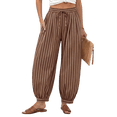 thumbnail image 2 of Womens Baggy Pleated Harem Pants Summer Elastic High Waisted Wide Leg Balloon Cotton Lounge Pants 3XL, 2 of 3
