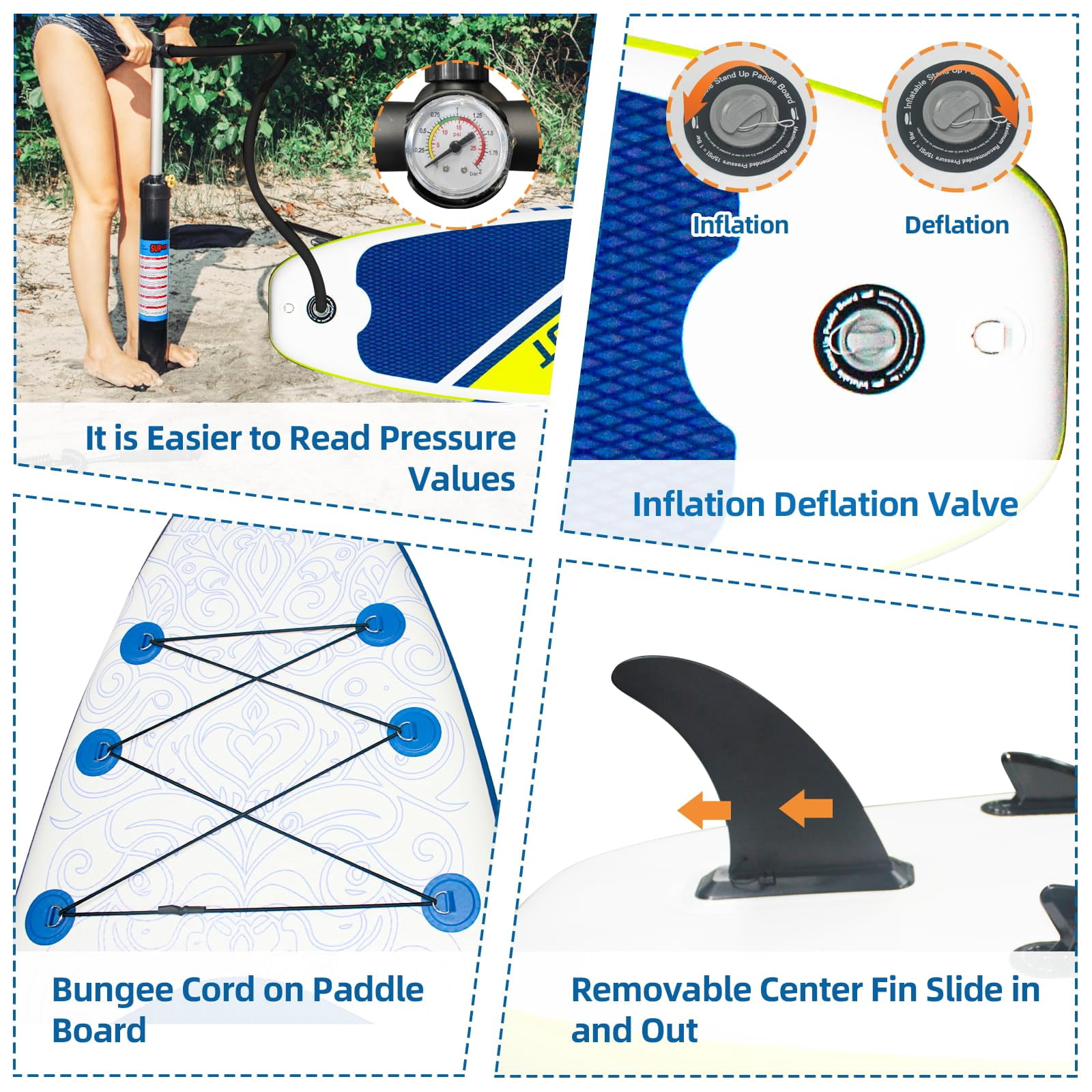 Inflatable Stand Up Paddle Boards, with SUP Paddle Board Accessories, Wide Stable Design, Non-Slip Comfort Deck for Youth & Adults