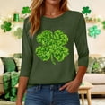 thumbnail image 7 of felwors Womens 3/4 Sleeve St. Patrick's Day T-Shirts Crew Neck Spring Graphic Tee Tops (Green, XXL), 7 of 7