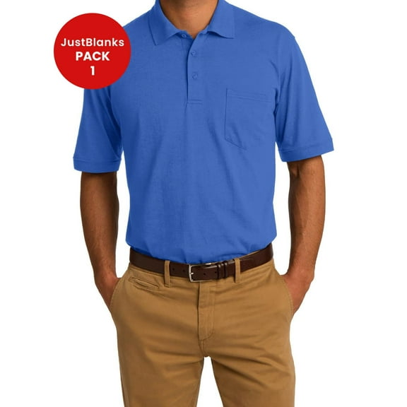 JustBlanks Core Blend Jersey Knit Pocket Polo Shirt Soft Durable Stain Resistant Casual Workwear Essential