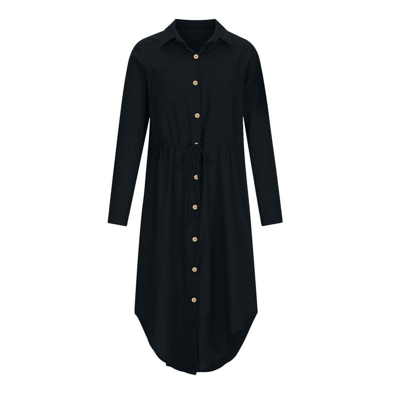 Zpanxa Summer Dresses for Women Solid Color Single Breasted