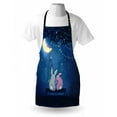 thumbnail image 4 of Half Moon Apron, Rabbit Couple Under Starry Night Sky, Unisex Kitchen Bib with Adjustable Neck for Cooking Gardening, Adult Size, Azure Blue Night Blue, by Ambesonne, 4 of 4