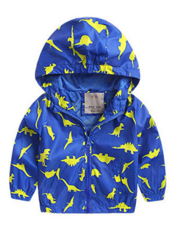 OCEAN-STORE Toddler Kids Grils Boys Long Sleeve Cartoon Print Zipper Hooded Coat Thin Jacket