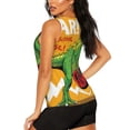 thumbnail image 3 of Xecao Cool Dinosaur Playing Guitar print women's scoop neck, loose-fit workout tank tops for the gym., 3 of 9
