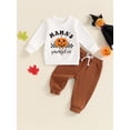thumbnail image 2 of Nygoyerh Little Boys Halloween Outfits 6M 12M 18M 2T 3T 4T Pumpkin Letter Print Playwear Long Sleeve Crew Neck Sweatshirt + Elastic Pants 2Pcs Sets Baby Clothing, 2 of 7