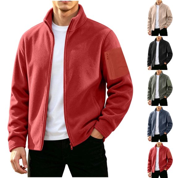 Men Winter Warm Versatile Outwear Coat Solid Color Long Sleeved Stand Up Collar Casual Outerwear With Pockets Daily Commute Street Style