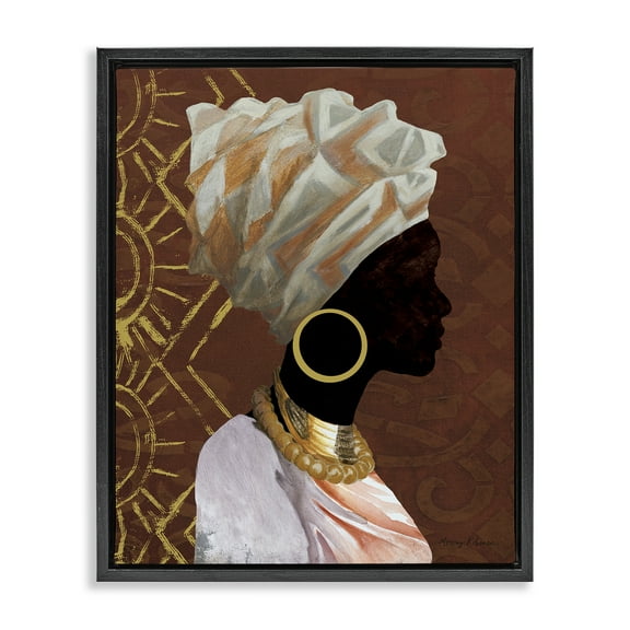 Stupell Industries Traditional Portrait of Woman Novelty Painting Black Floater Framed Art Print Wall Art, 17 x 21