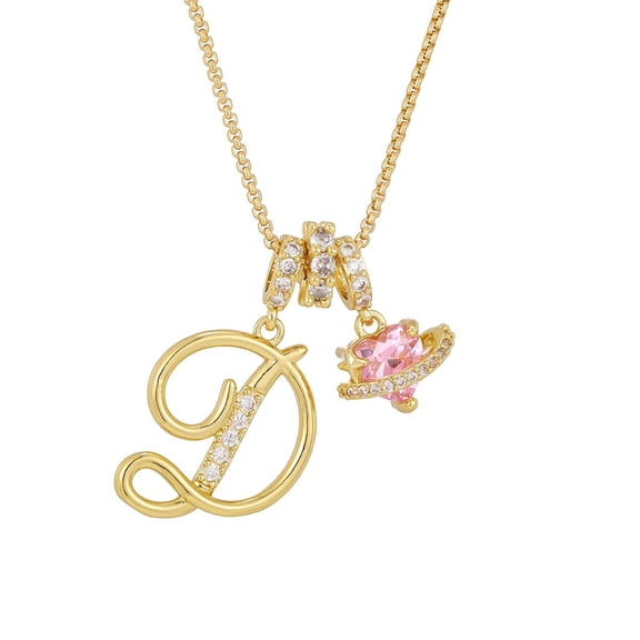 Initial Necklace,Letter Necklace for Women,Gold 3-Layering Initial Letter Pendant Necklaces,Gold Initial Necklaces for Women, Letter Necklace for Her Birthday Yellow Gold Initial Pendant(D)