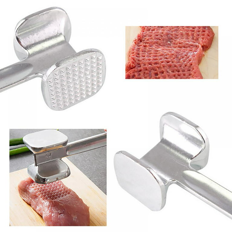 Meat Tenderizer Mallet Set Of 2 - Stainless Steel Dual Sided Meat Hammer  For Flattening & Pounding Beef Lamb Chicken Steak & Needle Meat Hole  Puncher