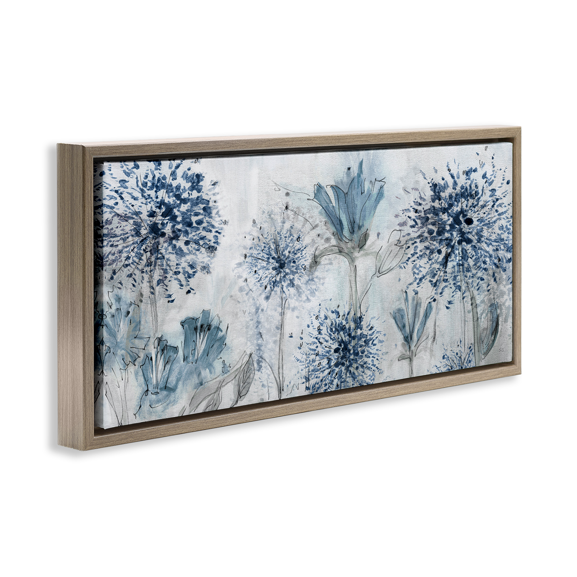Stupell Industries Speckled Flower Impressions Botanical & Floral Painting Brown Floater Framed Art Print Wall Art, 25 x 11