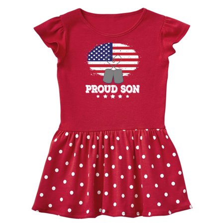 

Inktastic Military Proud Son US Flag Gift Baby Girl Dress