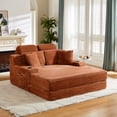 thumbnail image 3 of Miniyam 64in Compressed 2-in-1 Upholstered Chaise Sleeper Compressed Sofa Bed No Assembly Required, Orange, 3 of 16
