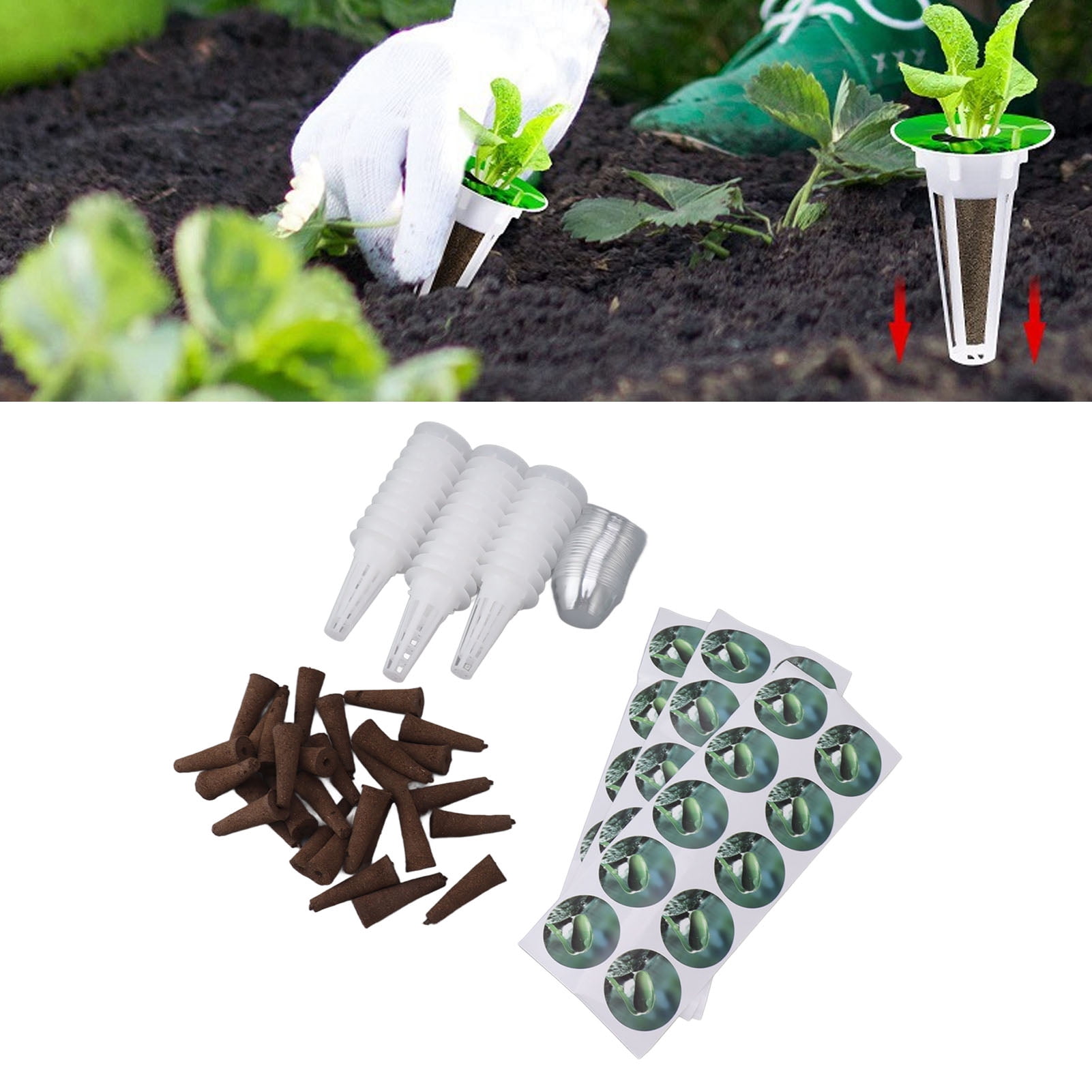 Xirurus 30 Set Plant Seed Starter Pods Kit with Seed Grow Baskets, Sponges, and Stickers, Hydroponic Growing Kit for Indoor Gardening, Tomatoes and Herbs (10.2 x 5.5 x 2.4 inches / 26 x 14 x 6 cm)
