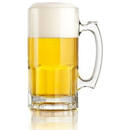 German Beer Stein - Libbey One Liter German Style Extra Large Glass Beer Stein Super Mug, 34 Ounce (1)