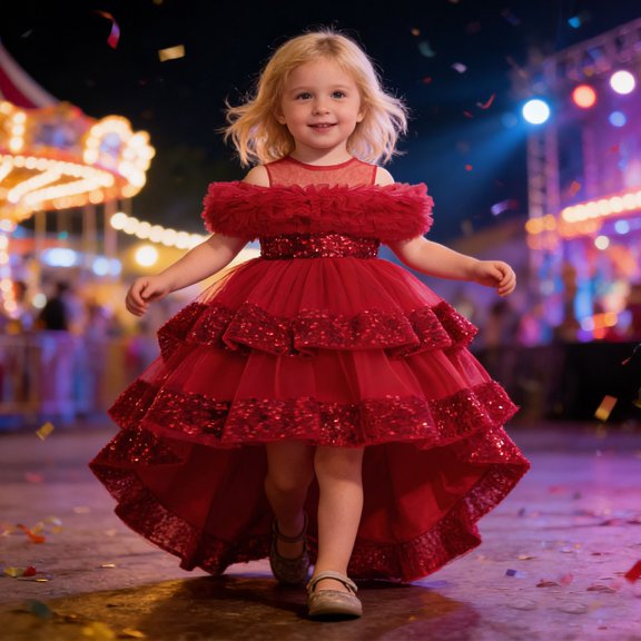Girls Fashion Cartoon Birthday Dress for Girls Toddler Flower Girl Dresses 2T