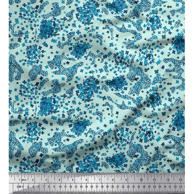 Soimoi Modal Satin Fabric Floral & Leopard Animal Skin Printed Fabric 1 Yard 42 Inch Wide