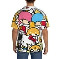 thumbnail image 3 of Lsque Sanrio print Men's Cuban Collar Short Sleeve Shirt Summer Beachwear Casual Button Down Fashionable Vacation Leisure Shirt-Small, 3 of 7