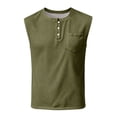 thumbnail image 6 of Eltusu Men's Tank Tops with Pockets, Button Basic Sleeveless Crew Neck Muscle Shirts Army Green Size 2XL, 6 of 7