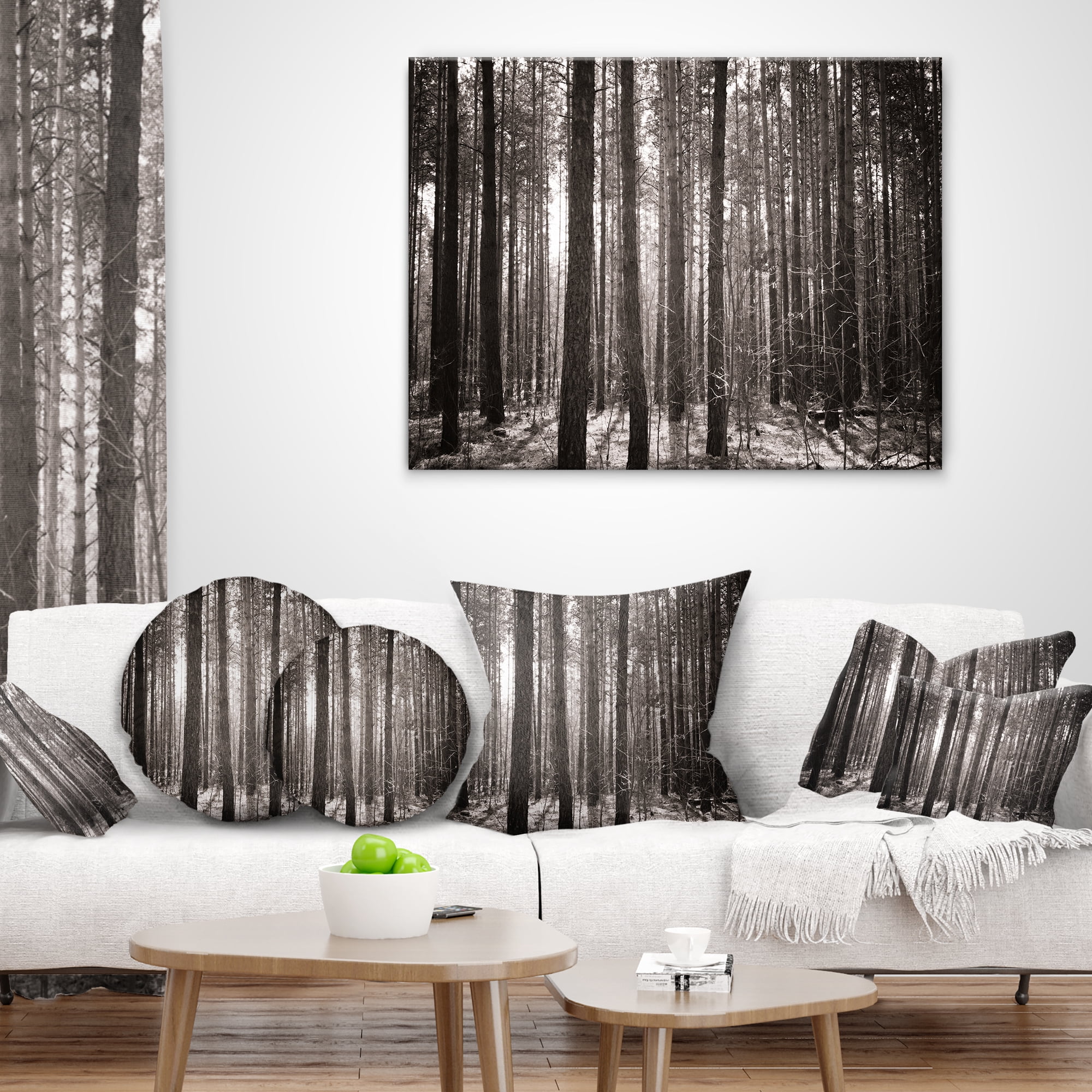 Designart Beautiful Misty Forest in the Autumn - Forest Throw Pillow - 16x16