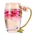thumbnail image 2 of 4.7x3.5 Inch Rose Enamel Glass Mug, Lead Free Tea Cup With Matching Spoon, Premier Gift for Mom's Day Birthday, Multicolor, 2 of 7
