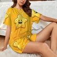thumbnail image 4 of Fotbe Happy Cartoon Star Conjunto de Pijama Estampado para Mujer, 2 Piezas, Ropa de Dormir con Camiseta de Manga Corta y Shorts Suaves-XX-Large, 4 of 6