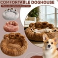thumbnail image 3 of Plush Paw Shaped Calming Pet Bed, Medium Size Donut Cushion with Non-Slip Bottom, Machine Washable Soft Teddy Bear Bed for Small Medium Dogs & Cats, 3 of 7