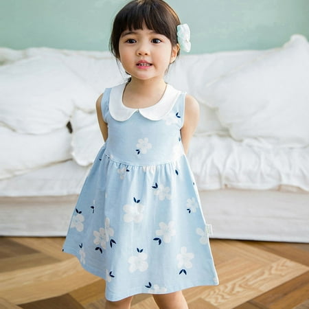 

DNDKILG Baby Toddler Girl Sundress Summer Dresses Sleeveless Dress Blue 6M-6Y 150